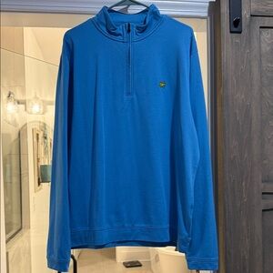 Masters Men's Blue Quarter-Zip Pullover with Small Embroidered Logo